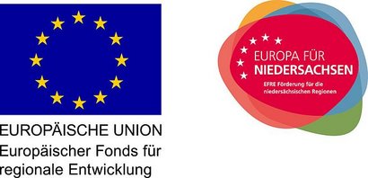 Photo of European Union logo and Europe for Lower Saxony logo